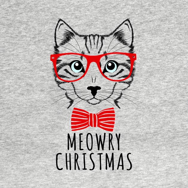 Meowry Christmas Hipster Cute Cat Lovers by andytruong